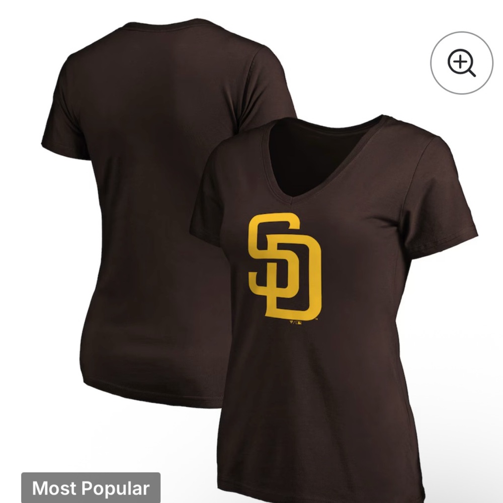 San Diego Padres Fanatics Women's Core
Official Logo V-Neck T-Shirt - Brown